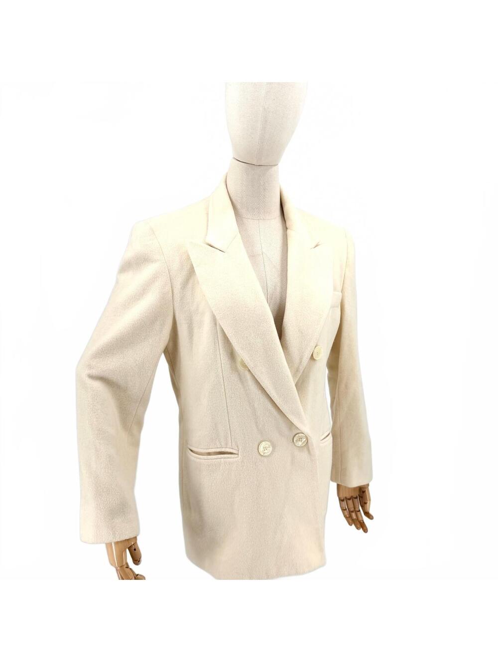 Vintage 90s Cream Power Dressing Double-Breasted Blazer